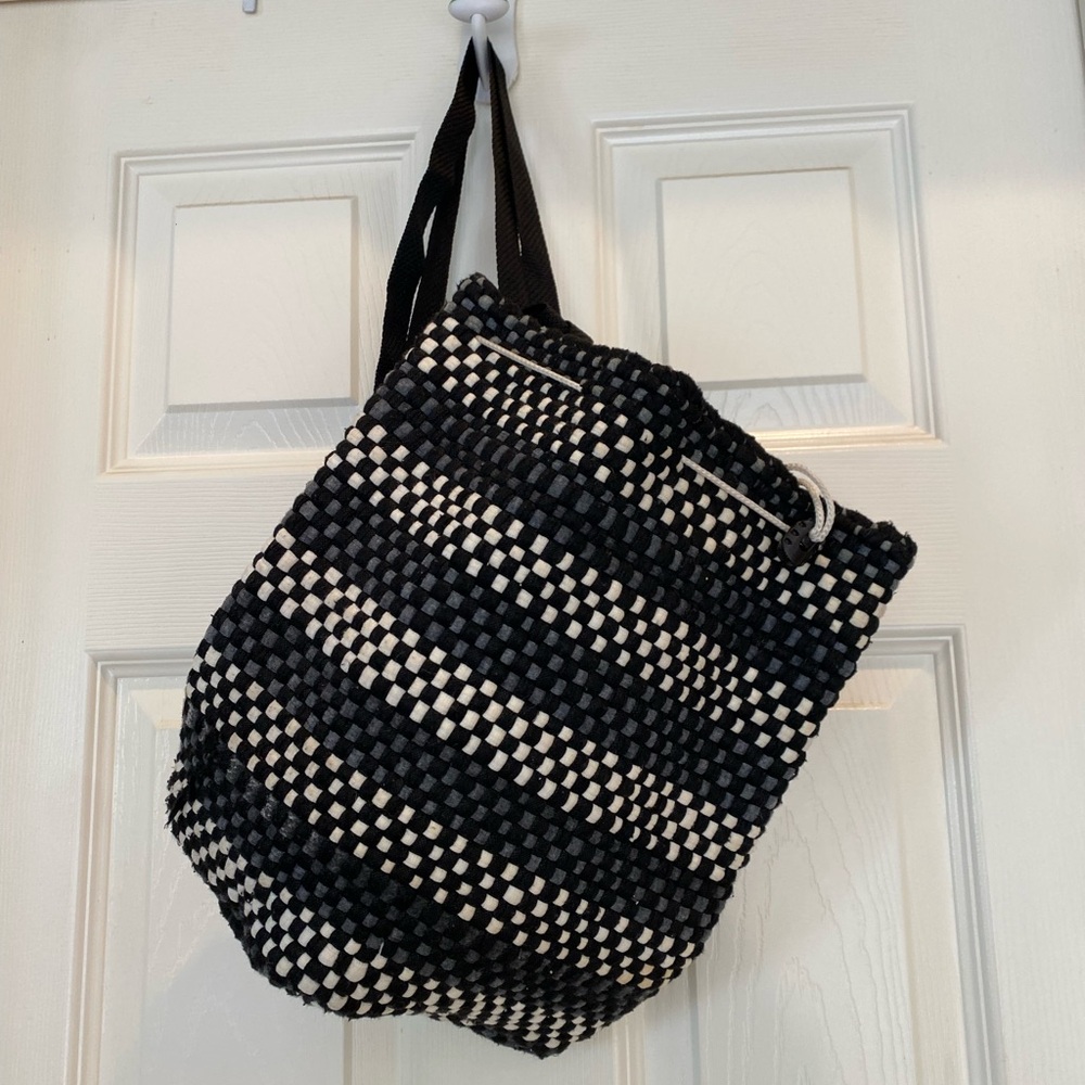 Stylish Black and White Woven Tote Bag